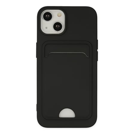 Apple iPhone 14 Plus Uyumlu Kılıf Kelvin Kartvizitli Silikon - Siyah