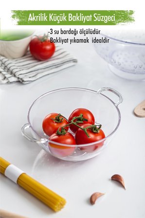 Akrilik Şeffaf Mini Pirinç Süzgeçi & Bakliyat Süzgeçi (3 Su Bardağı Ölçülü)