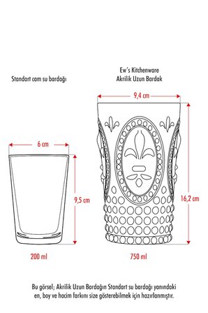 Akrilik Yeşil 6 Lı Uzun Bardak & Su Meşrubat Bardağı 750 ml ( Büyük Boy & Cam Değildir )