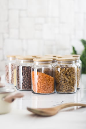 12 Lü Set Bambu Kapaklı Cam Kavanoz & Erzak Saklama Kabı 800 ml Orta Boy ( Vakum Kapak )