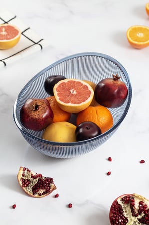 Akrilik Barok Lacivert Büyük Oval Meyve & Salata Kasesi & Karıştırma Kabı / 3,3 Lt (CAM DEĞİLDİR)