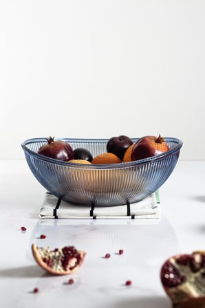 Akrilik Barok Lacivert Büyük Oval Meyve & Salata Kasesi & Karıştırma Kabı / 3,3 Lt (CAM DEĞİLDİR)