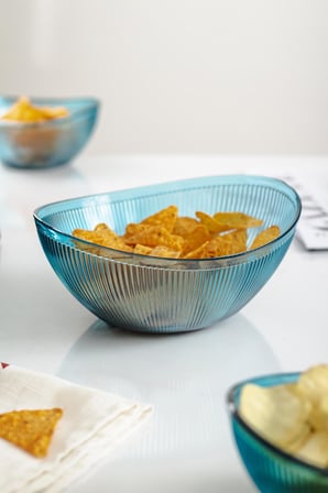 Akrilik Barok Aquamarin Orta Boy Oval Meyve & Salata Kasesi & Karıştırma Kabı / 1,6 Lt (CAM DEĞİLDİR)