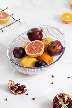 Akrilik Barok Şeffaf Büyük Oval Meyve & Salata Kasesi & Karıştırma Kabı / 3,3 Lt (CAM DEĞİLDİR)
