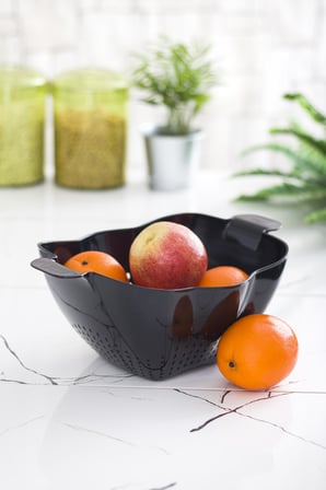Akrilik Siyah Makarna Süzgeçi & Sebze Meyve Süzgeçi Siyah (32 * 23 Cm)