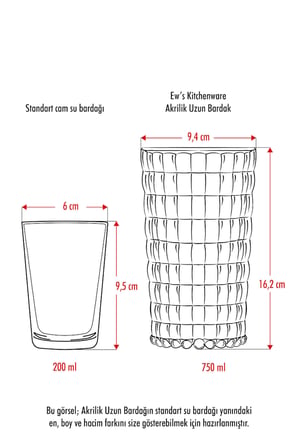 Allegra Şeffaf Bardak - 750 ml Tekli Akrilik Malzeme - Cam Değildir Kırılmaya Dayanıklı