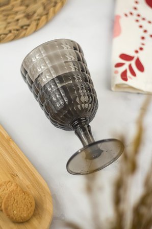 Allegra Füme Kadeh Bardak - 450 ml Tekli Akrilik Malzeme - Cam Değildir Kırılmaya Dayanıklı