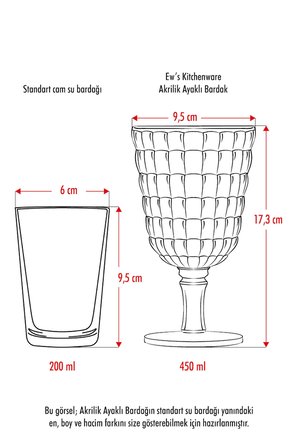 Allegra Füme Kadeh Bardak - 450 ml Tekli Akrilik Malzeme - Cam Değildir Kırılmaya Dayanıklı