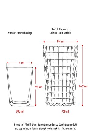 Allegra Koyu Yeşil 6’lı Bardak Seti 750 ml Akrilik Malzeme - Cam Değildir Kırılmaya Dayanıklı
