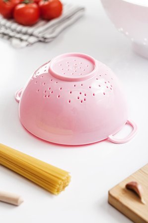 Akrilik Soft Pembe Mini Pirinç Süzgeçi & Bakliyat Süzgeçi (3 SU BARDAĞI ÖLÇÜLÜ)