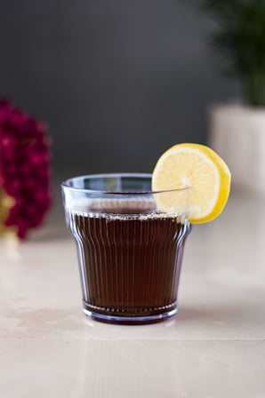 Akrilik Lacivert Tekli Kısa Bardak & Su Meşrubat Kahve Yanı Bardağı 300 ml ( Cam Değildir )