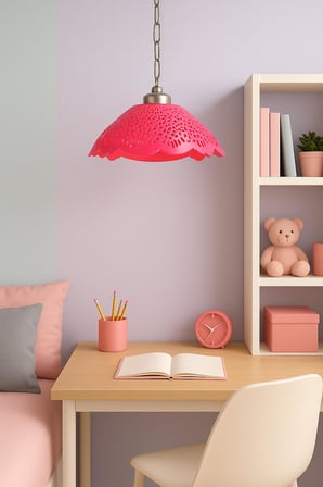 Fuşya Akrilik Avize Soft Pembe Modern Aydınlatma 35x35x12 cm