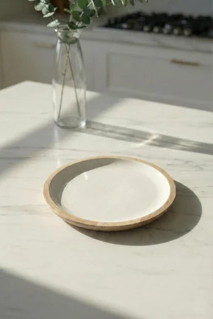 Mango Agacı Pasta Tabağı & Sunum Tabağı 20 Cm Krem