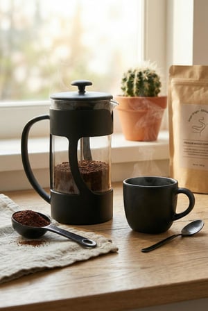 350 ml Borosilikat Cam French Press & Siyah Modern Kahve Ve Bitki Çayı Demleme Gereci