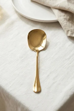 Gold Büyük Boy Paslanmaz Çelik Servis Kaşığı & Profesyonel Sunum Gereci 25 cm