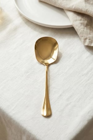 Gold Büyük Boy Paslanmaz Çelik Servis Kaşığı & Profesyonel Sunum Gereci 25 cm