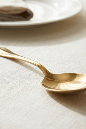 Gold Büyük Boy Paslanmaz Çelik Servis Kaşığı & Profesyonel Sunum Gereci 25 cm