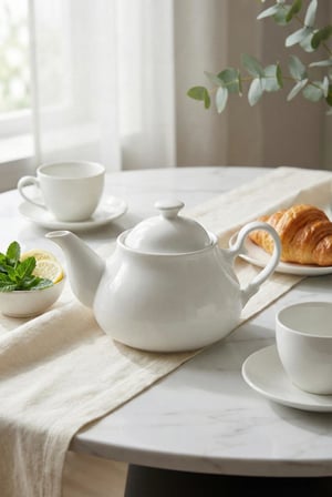 750 ml Beyaz Porselen Demlik & Şık Kahvaltı Ve Çay Saati Sunum Gereci