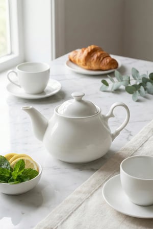 750 ml Beyaz Porselen Demlik & Şık Kahvaltı Ve Çay Saati Sunum Gereci