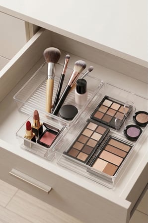 3 Parça Şeffaf Çekmece İçi Makyaj Ve Takı Organizer Seti & Modüler Bölmeli Düzenleyici