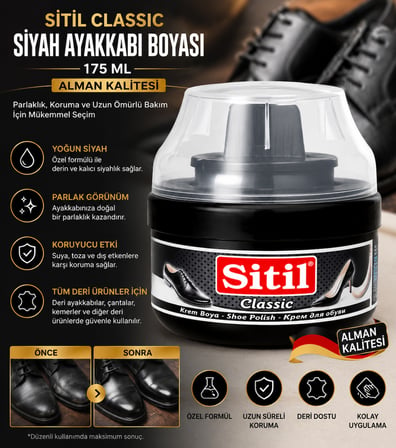 175 ML Siyah Ayakkabı Boyası Sünger Başlıklı Parlatıcı Krem | Deri Ayakkabı Bakım ve Koruyucu Bakım Kremi