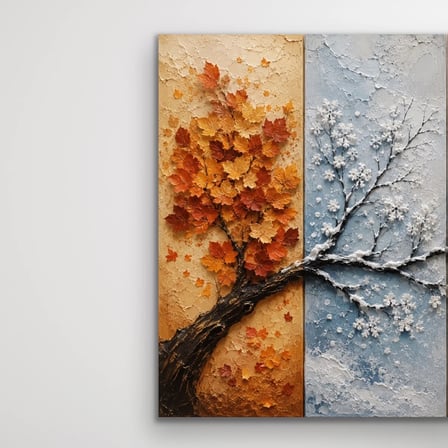 4 Mevsim Ağaç Kanvas Tablo 40X60 CM