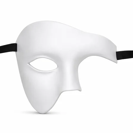 Beyaz Yarım Erkek Maske – Phantom Parti & Balo Maskesi