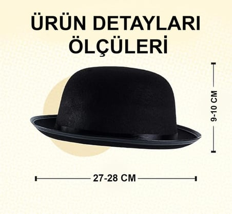 Charlie Chaplin Stil Çocuk Şapkası? Siyah Melon Parti Şapkası