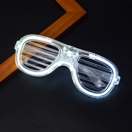 Beyaz Led Işıklı Parti Gözlüğü - Neon Glow Şerit Gözlük 3 Modlu