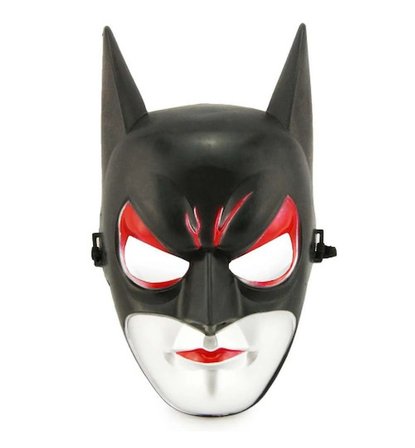 Kırmızı Gözlü Siyah Batman Maske - Lastikli Batgirl Maskesi 28x17 cm