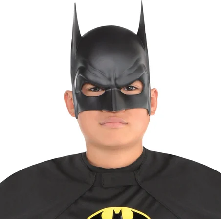 Siyah Renk Çocuk Boy Arkadan Lastikli Batman Maskesi A Kalite 20x14 cm