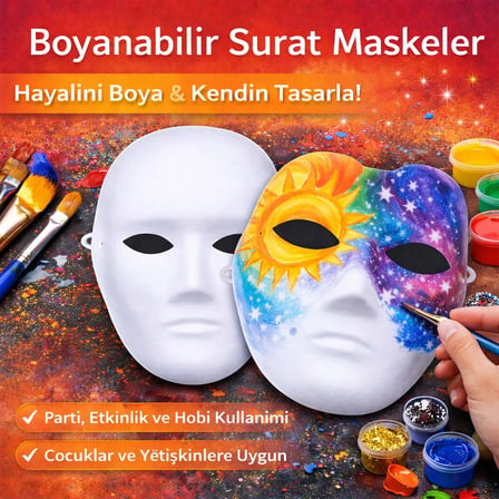 Boyanabilir Surat Model Maske ? Lastikli | Kendin Tasarla