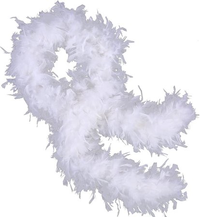 Beyaz Renk Kabarık Kalın Otriş Boa Tüy 6 cm Genişlik 180-200 cm Uzunluk