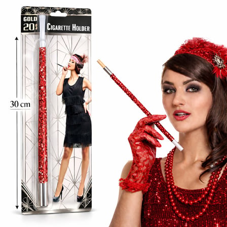 30 cm Kırmızı Payetli Sigara Tutacağı ? 1920?ler Gatsby Parti Aksesuarı