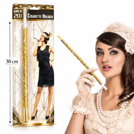 30 cm Altın Gold Payetli Sigara Tutacağı ? 1920?ler Gatsby Parti Aksesuarı