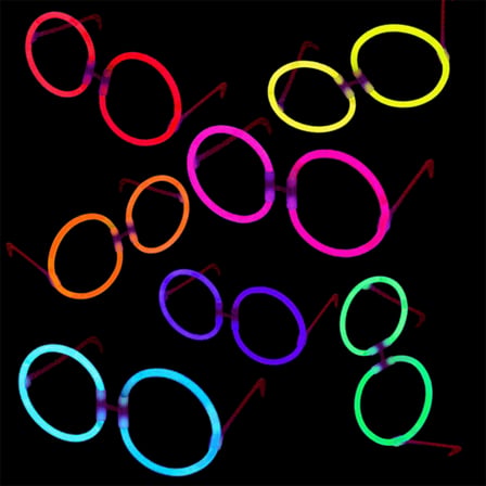 Glow Parti Gözlüğü Glow Partisi Yuvarlak Şekilli Fosforlu Gözlük 6 Adet