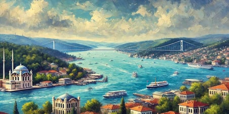İstanbul Boğaz Manzarası Kanvas Tablo 60x120cm