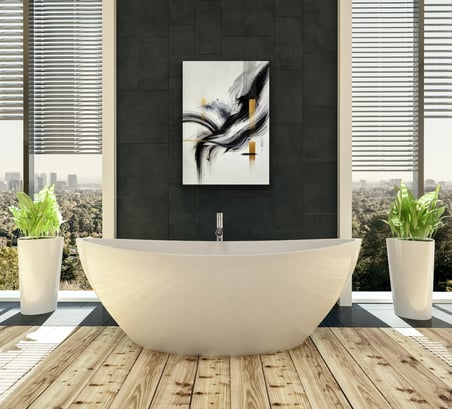 Siyah Gold Soyut Kanvas Tablo 70x100cm