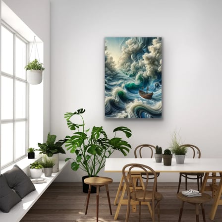 Okyanustaki Yalnız Gemi Kanvas Tablo 70x100cm