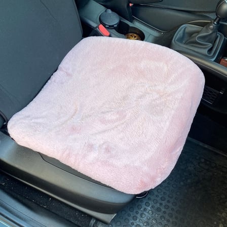 Yumuşak Tüylü Peluş Serme Oto Koltuk Koruyucu Minder Ön Tekli Pudra Pembe