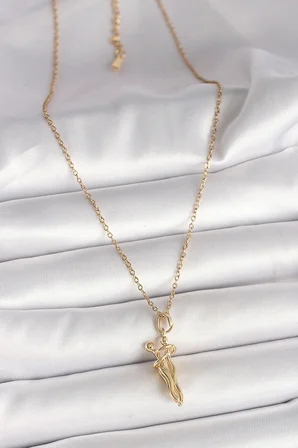 316L Çelik Gold Renk Zincir Sarılma Model Kadın Kolye
