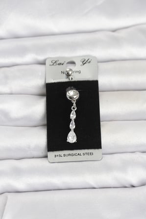 316L Cerrahi Çelik Sallantılı Damla Model Göbek Piercing