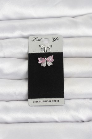 316L Cerrahi Çelik Pembe Fiyonk Model Göbek Piercing