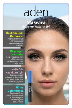 Aden Extreme Waterproof Mascara - Suya Dayanıklı Hacim Etkili Maskara