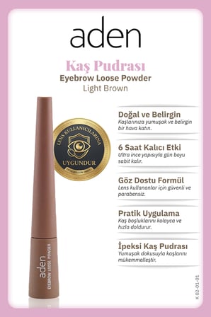 Aden Eyebrow Loose Powder - Kaş Pudrası 01 Light Brown(Açık Kahverengi)