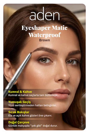Aden Waterproof Matic Eyeshaper - Asansörlü Göz Kalemi 02 Brown(Kahverengi)