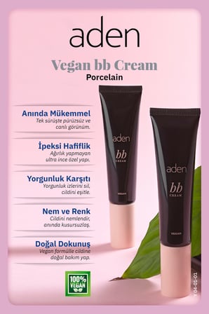 Aden BB Cream Vegan - Vegan BB Krem 01 Porcelain(Porselen)