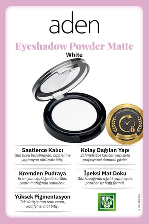 Aden Eyeshadow Powder Matte - Mat Göz Farı 06 White(Beyaz)