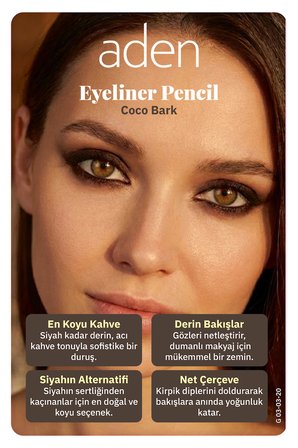 Aden Eyeliner Pencil Waterproof - Suya Dayanıklı Eyeliner Kalem 20 Coco Bark(Kakao Kabuğu)
