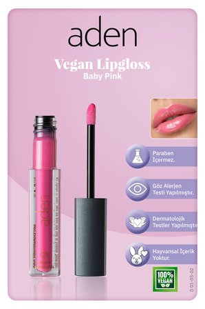 Aden Vegan Lipgloss - Vegan Dudak Parlatıcısı 02 Baby Pink(Bebek Pembesi)